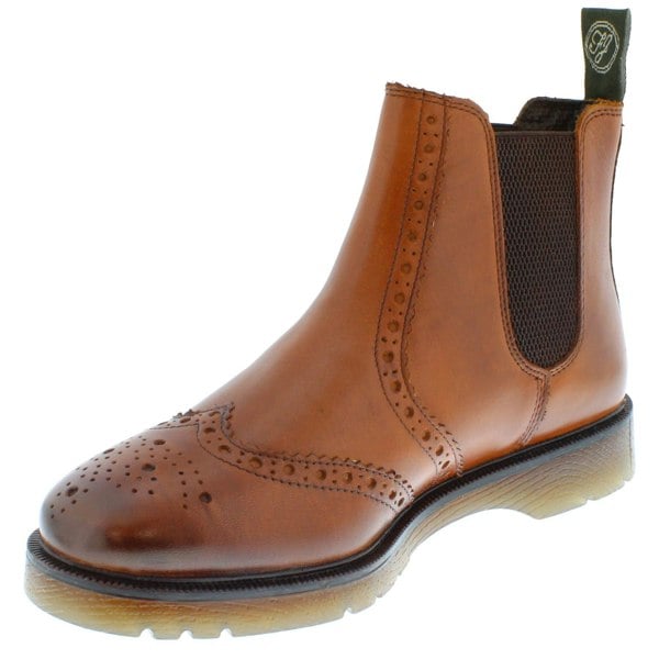 Frank James Warkton Leather Pull On Mens Brogue Chelsea Boots