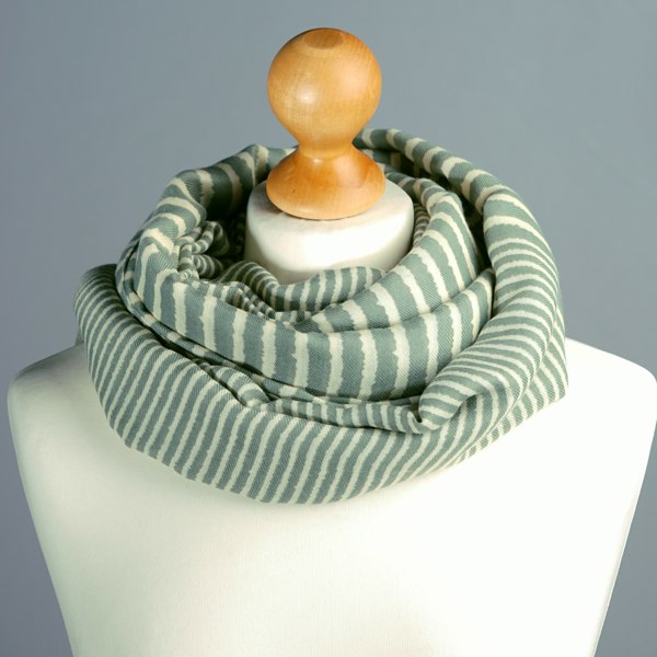 Antonia York Striped Scarf | Clara Sage Green and Cream Large Soft Light Weight Scarf or Sarong