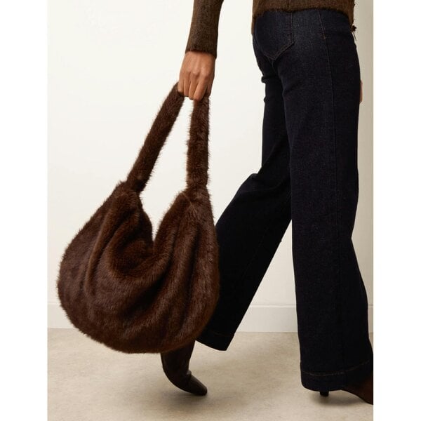 Blue Vanilla Faux Fur Slouch Bag