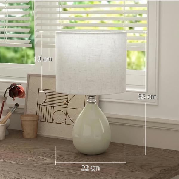 HOMCOM Table Lamp, Vintage Eastern Bedside Desk Lamp, Cream White