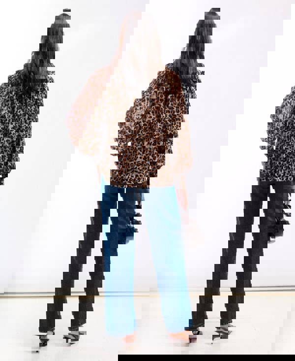 Leopard Pussybow Neck Blouse