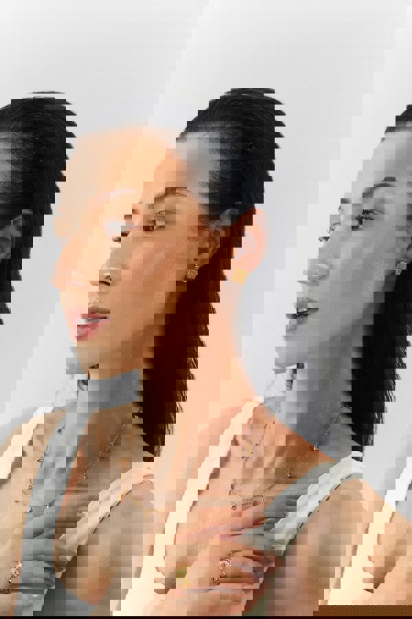 Elk & Bloom Knotted Dream Chunky Square 15K Gold Plated Stud Earrings