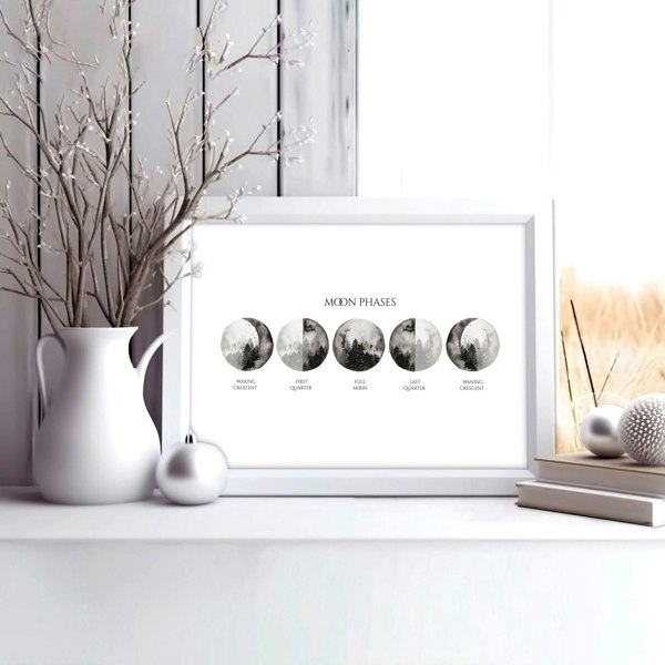 Lunar phases wall art for hallway decor