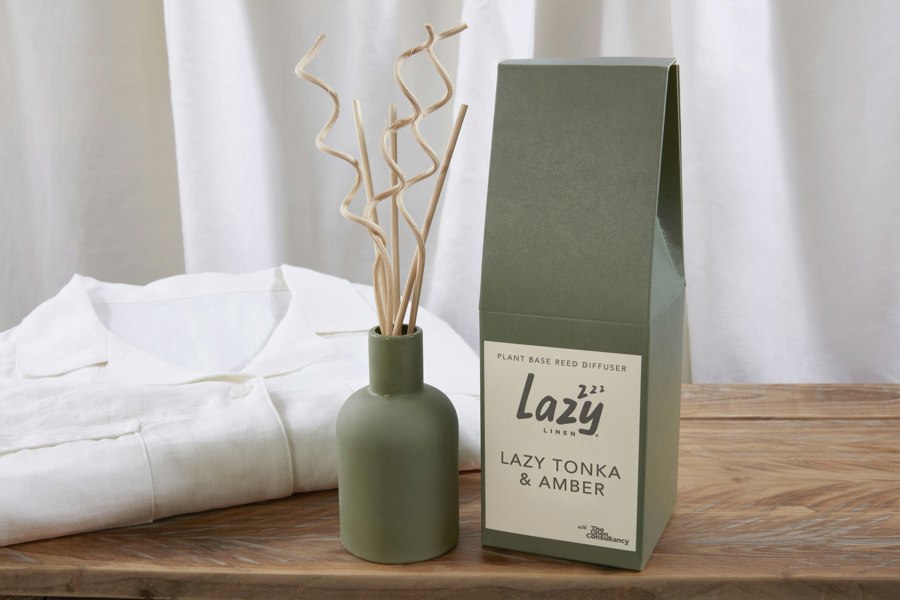 Lazy Linen 'Lazy Tonka & Amber' Ceramic Reed Diffuser - Green