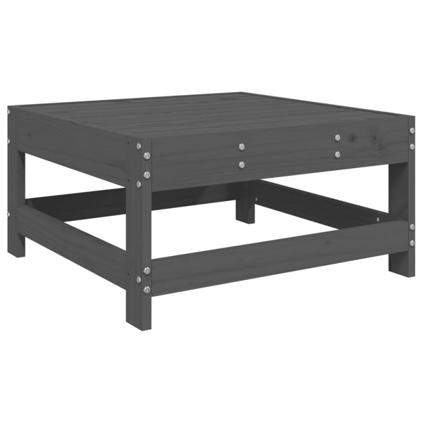 Berkfield Garden Footstool with Cushion Grey Solid Wood Pine