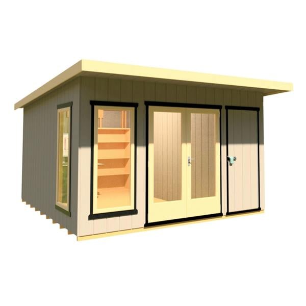 12x12 insulated Garden Studio Office and Store Pent Roof - Best Shed