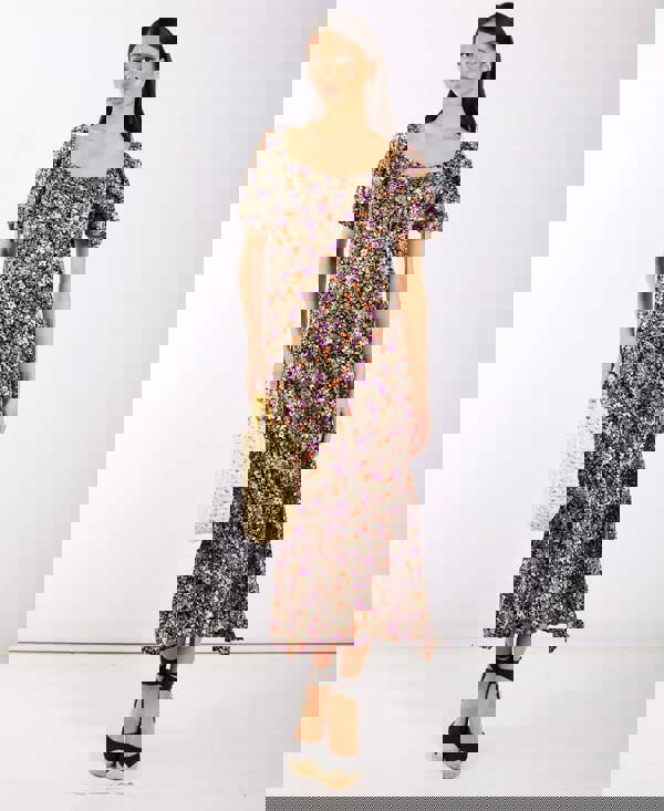 Floral Purple Midi Dress