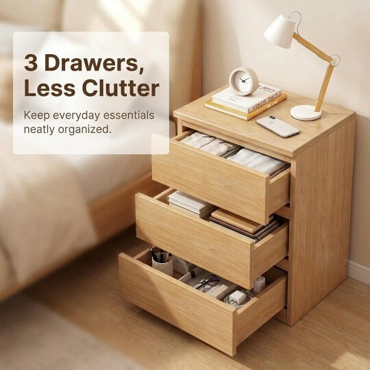 Havendro Modern Bedside Table Drawers Cabinet Bedroom Furniture Storage Nightstand Shelf