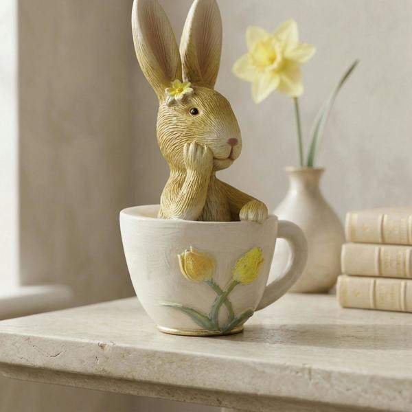 Garden Greatness Spring Rabbit In Teacup Ornament