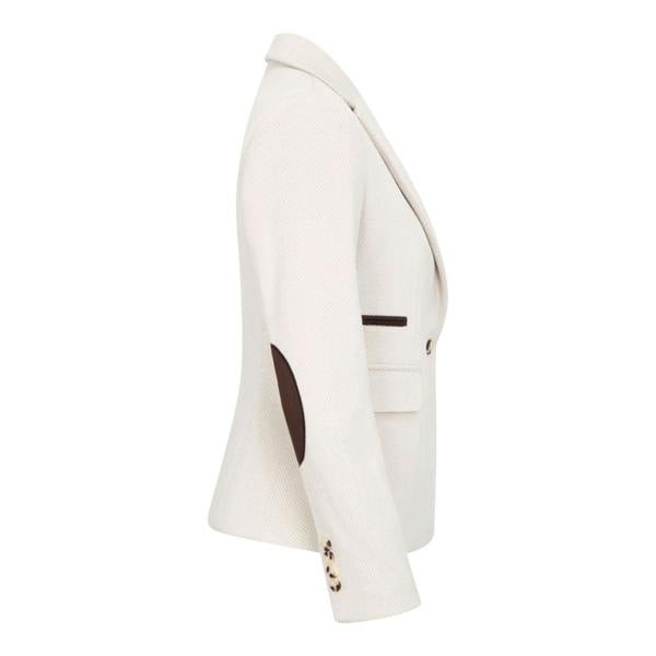 TruClothing Women's Cream Tailored Fit Wool Blend Tweed Blazer