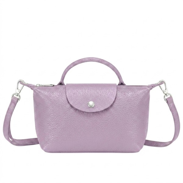 Kitise Fashion Italian Leather Mini Top Handle Crossbody Bag - Lilac