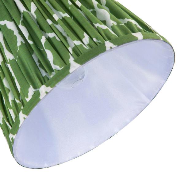 Modern Olive Green Pleated Cotton Fabric Lamp Shade with Wavy Design Image 3