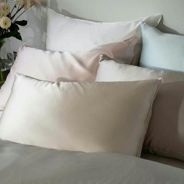 Ivory Mulberry Silk 30cm Standard Fitted Sheets in a styled bedroom 4 | Soak and Sleep