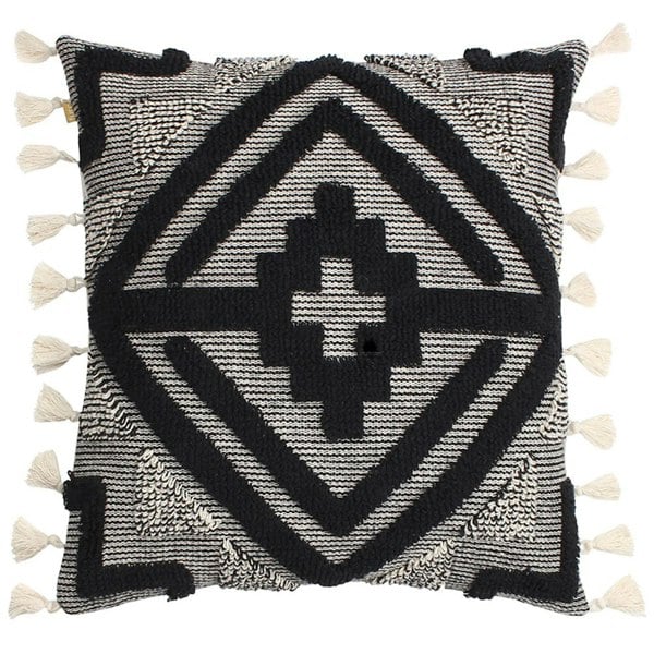 Furn Kalai Tufted Tassel Cushion Cover - Black