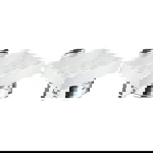 Polished chrome and porcelain soap dish