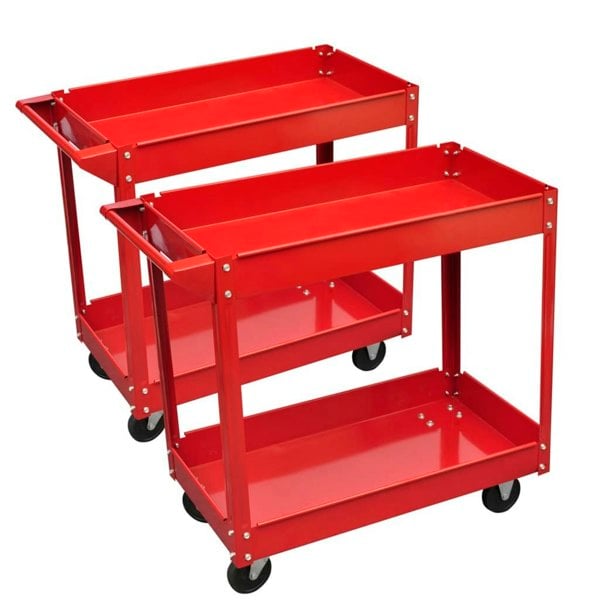 Berkfield 2 x Workshop Tool Trolley 100 kg 2 Shelves