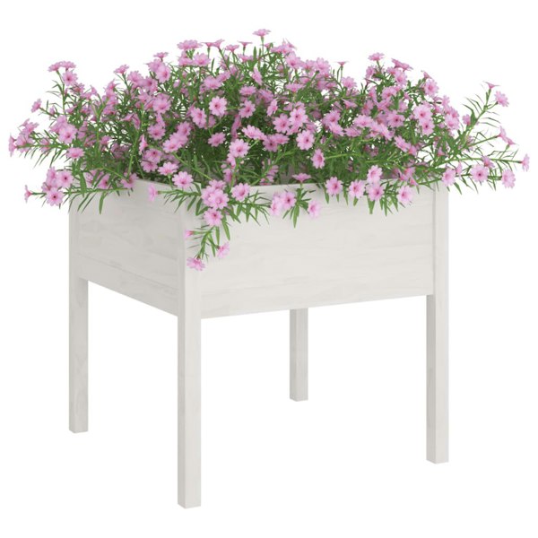 Berkfield Garden Planter White 70x70x70 cm Solid Pinewood
