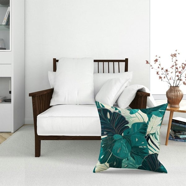 Warren Reed Tropical Green Leaves Floor Cushion