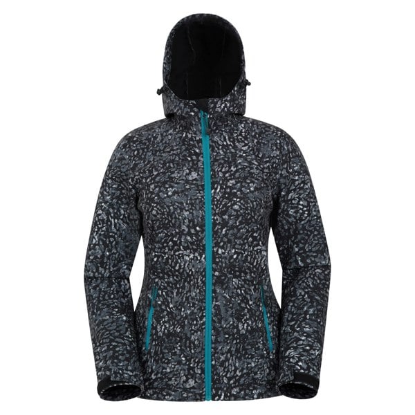 Mountain Warehouse Womens Exodus Animal Print Water Resistant Soft Shell Jacket - Black