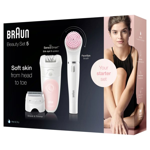 Braun Silk-epil Beauty Set 5 5-875 Starter 4-in-1 Hair Removal - Epilator, Shaver, Cleanser