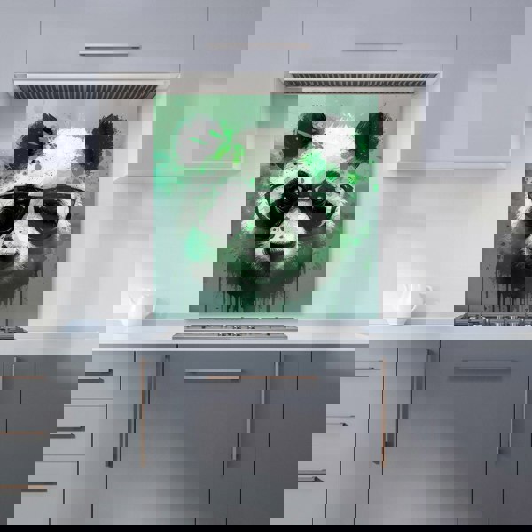 Warren Reed - Designer Panda With Glasses, Green Splashart Kitchen Splashback