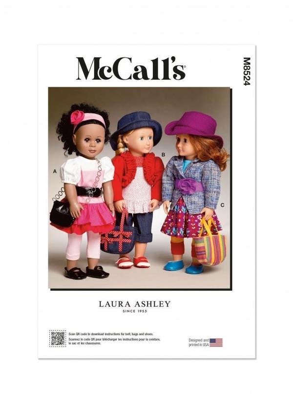 McCalls 8524 Paper Sewing Pattern – Doll Clothes, Size One Size, Intermediate