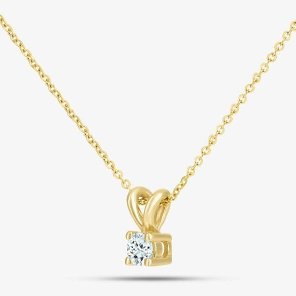 T. H. Baker 9ct Yellow Gold 0.10ct Solitaire Diamond Pendant Necklace PP02029YDD