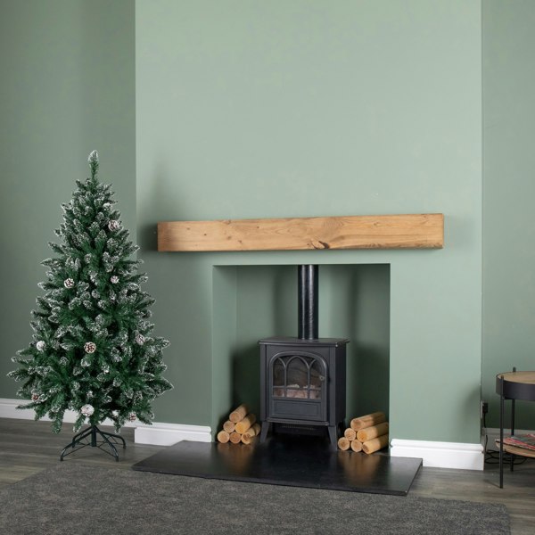 Samuel Alexander 5ft (1.5m) Tall Rocky Mountain Pine Christmas Tree with 526 Snow Tipped Branches & Pinecones