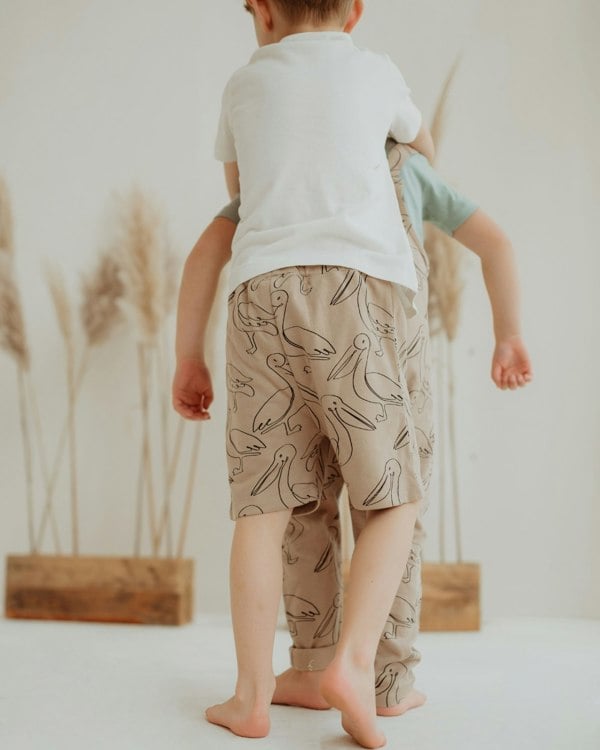 organic cotton Beige Pelican Print Shorts - image 1