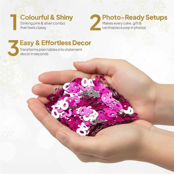 40th Birthday Pink Foil Confetti Set, Metallic Table Decoration in 1 to 5 Pack Options image 6