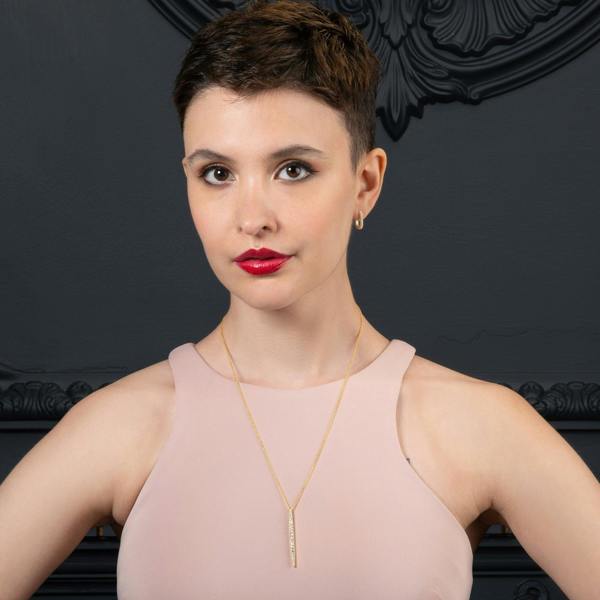 namana Gold Plated Long Bar Pendant Necklace for Women