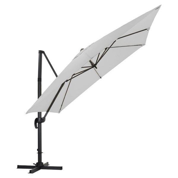 Copy of Light Grey 3 x 3 m Square Cantilever Parasol Outdoor Hanging Umbrella for Garden and Patio Parasols Living and Home Parasol + Cross Base