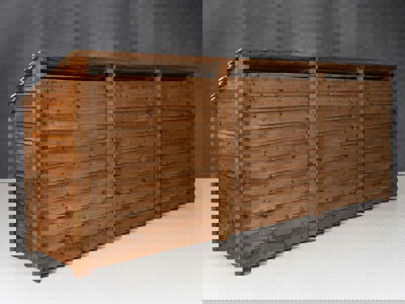 Arbor Garden Solutions Wooden Log Store with Doors W-335cm, H-126cm or 180cm, D-88cm - Brown Finish