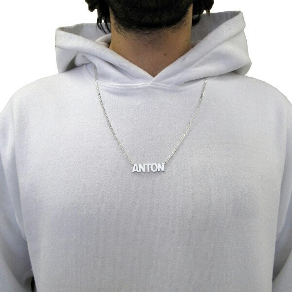 Christopher James of London Sterling Silver Mens Block Style Personalised Name Necklace