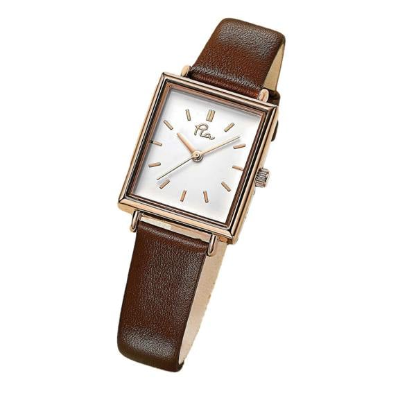 Pia Time & Again Brown Watch, Square-Face Rose Gold-Tone Case with Brown