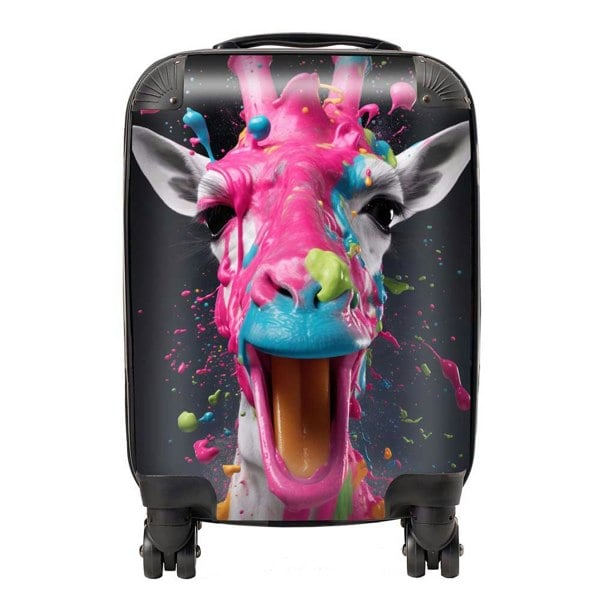 Warren Reed Splashart Giraffe Face Pink Suitcase