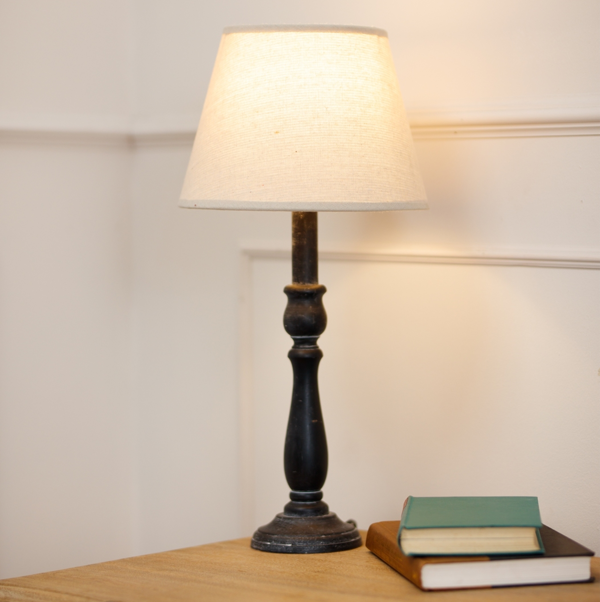 Hill Interiors Ravenna Column Linen Table Lamp (UK Plug) - Grey
