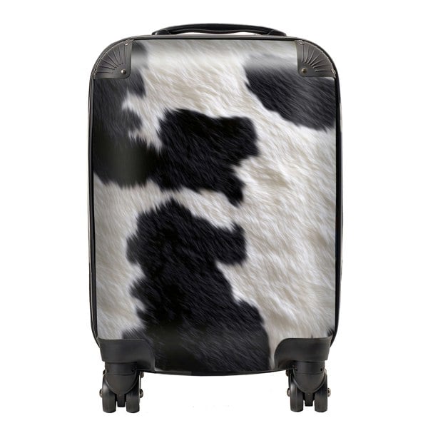 Warren Reed Black And White Cow Hide Suitcase