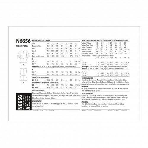New Look Sewing Pattern 6656, Tops for Women, A (10-12-14-16-18-20-22) - Intermediate