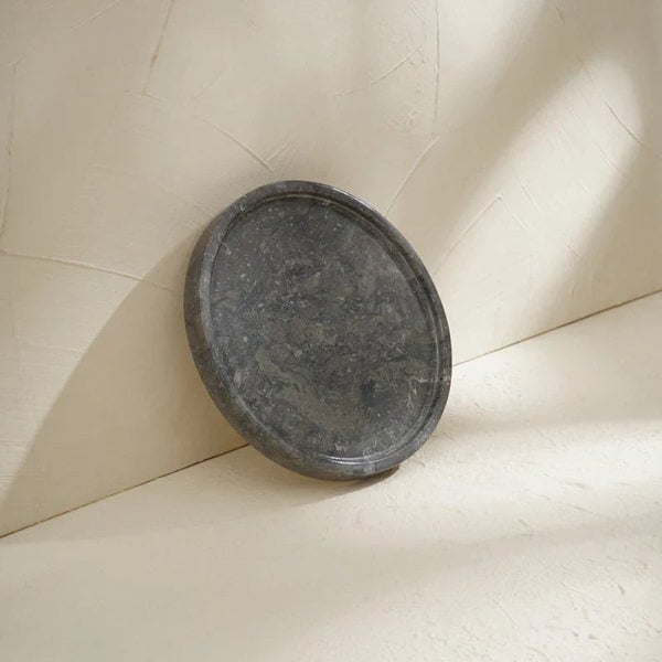 Round Vanity Tray – Marble & Mineral Stone in Four Colours - Coastal Villa Homeware
