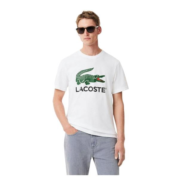 Lacoste Mens Crocodile Print Regular T-Shirt - White - 