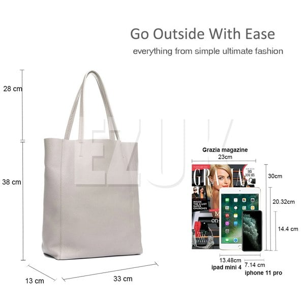 Kitise Soft Slouch Genuine Italian Leather Large Shopper Tie Closure Style Tote Handbag