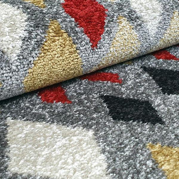 Grey Rug Modern Red Yellow Mustard Patterned Rug Woven Carpet Small Large New