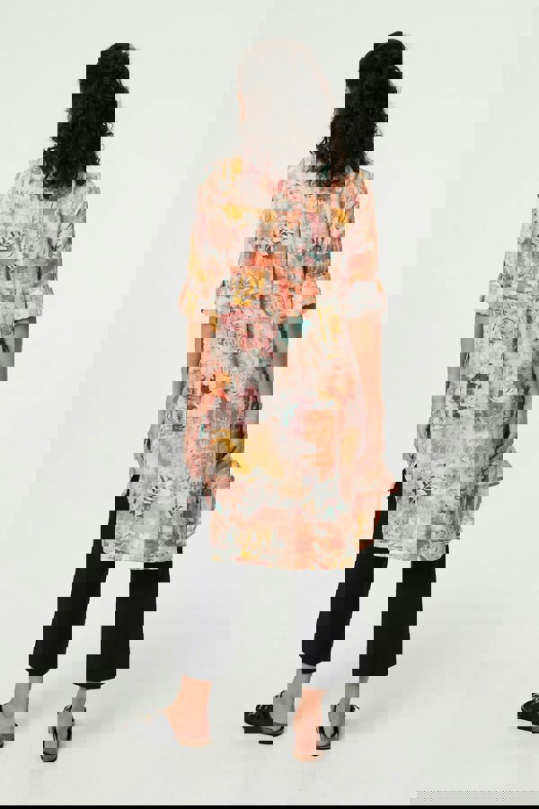 Orange | Abstract Long Sleeve Short Shirt Dress
