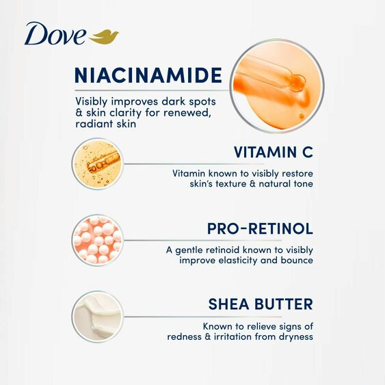 Dove Niacinamide Even Tone Body Serum with Vitamin C for Dark Spots, 12x200ml
