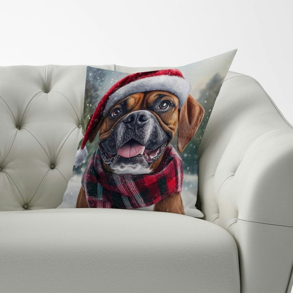 Warren Reed Christmas Boxer Dog Cushion