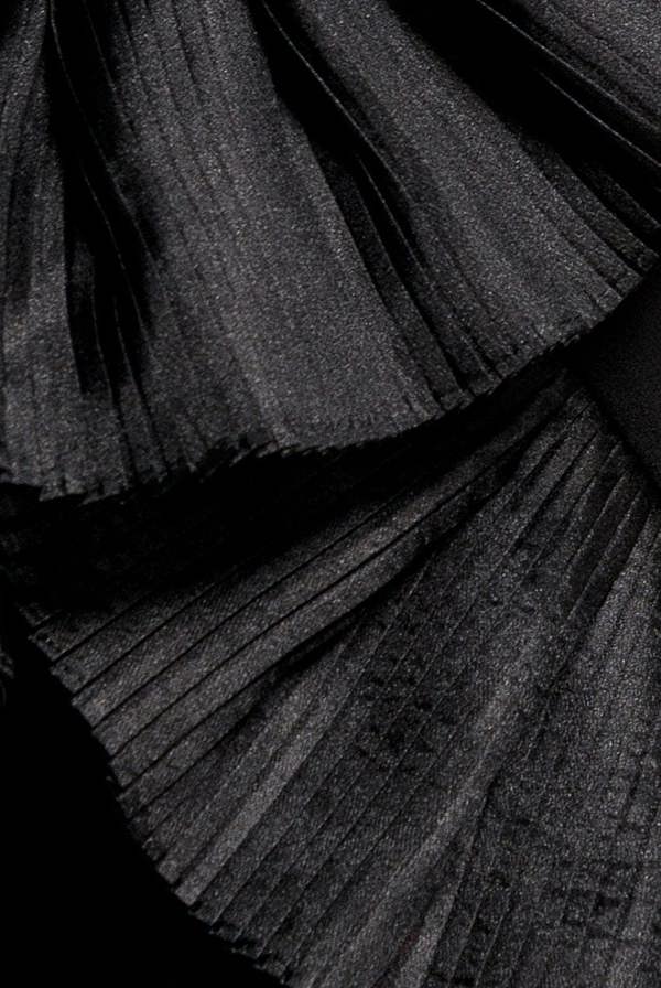 One Shoulder Pleated Fan Midi Dress - Black DR4103