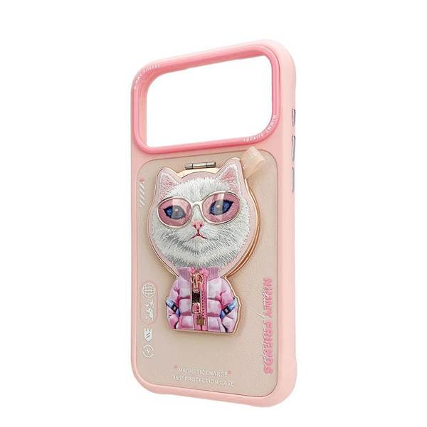 Nimmy Friends Nimmy Cool & Cute 2.0 White Rich & Beauty Cat Case with MagSafe Stand for iPhone 17 Pro 6.3" Pink - N-YJKM-CXZJZH-IP17-PRO-04