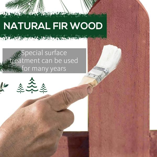 Rustic brown wooden fence picket panel with pointed stakes, shown being assembled