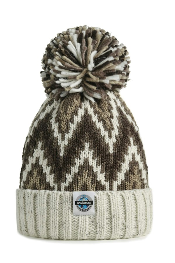 SuperBobble Swimzi Zig-Zag Beanie Bobble Hat - Truffle Cream